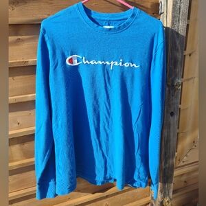 Champion Long Sleeve T-shirt - Blue - Men's Large